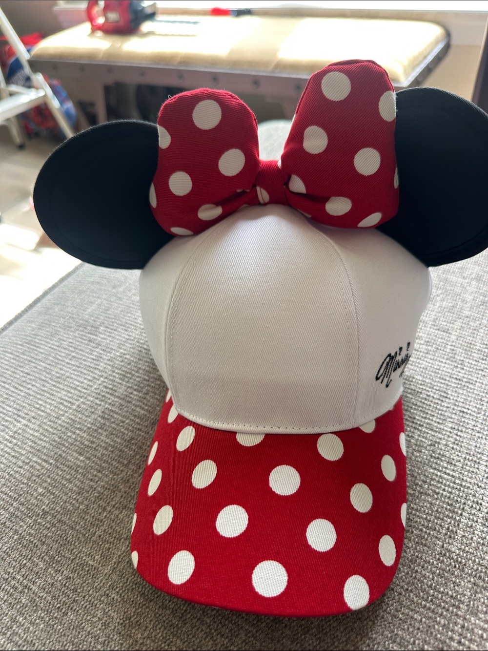 Polka Dot Minnie Mouse Ear Cap - Red & White